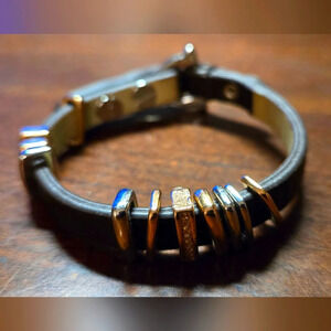 Fossil leather beaded bracelet